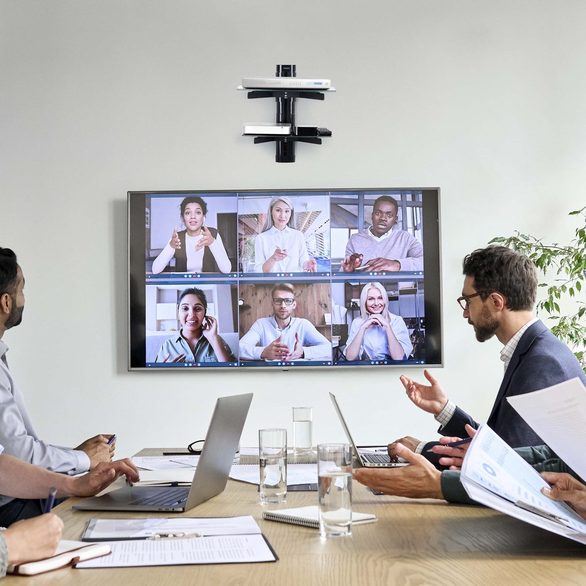 Dual Floating Wall-Mounted AV Shelves