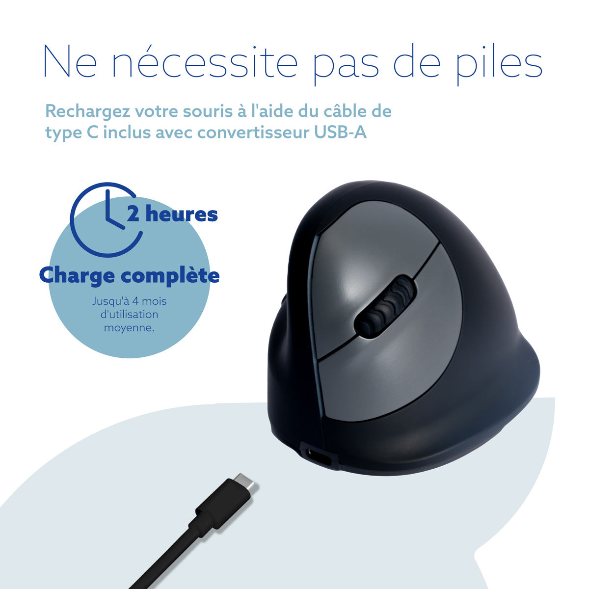 R-GO TOOLS Souris HE Break, gaucher, Bluetooth, M noire