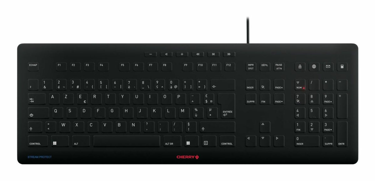 CHERRY Clavier Stream Protect AZERTY USB noir