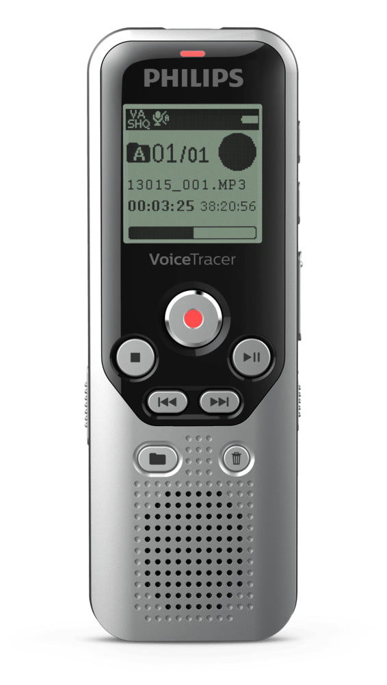PHILIPS Dictaphone VoiceTracer DVT1250 : Optimisé pour les notes, 1 mic 4Go Mono