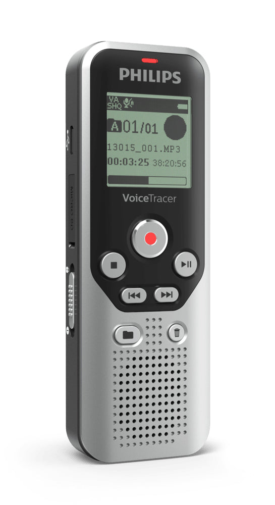 PHILIPS Dictaphone VoiceTracer DVT1250 : Optimisé pour les notes, 1 mic 4Go Mono