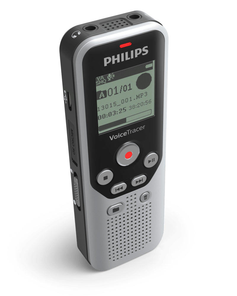 PHILIPS Dictaphone VoiceTracer DVT1250 : Optimisé pour les notes, 1 mic 4Go Mono