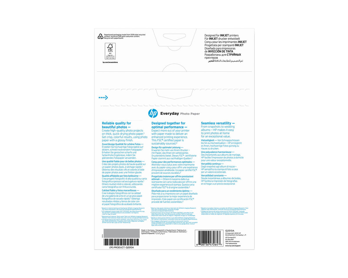 HP original Q2510A Semi-glossy photo paper Ink cartridge 200g/m2 A4 100 sheets 1-pack