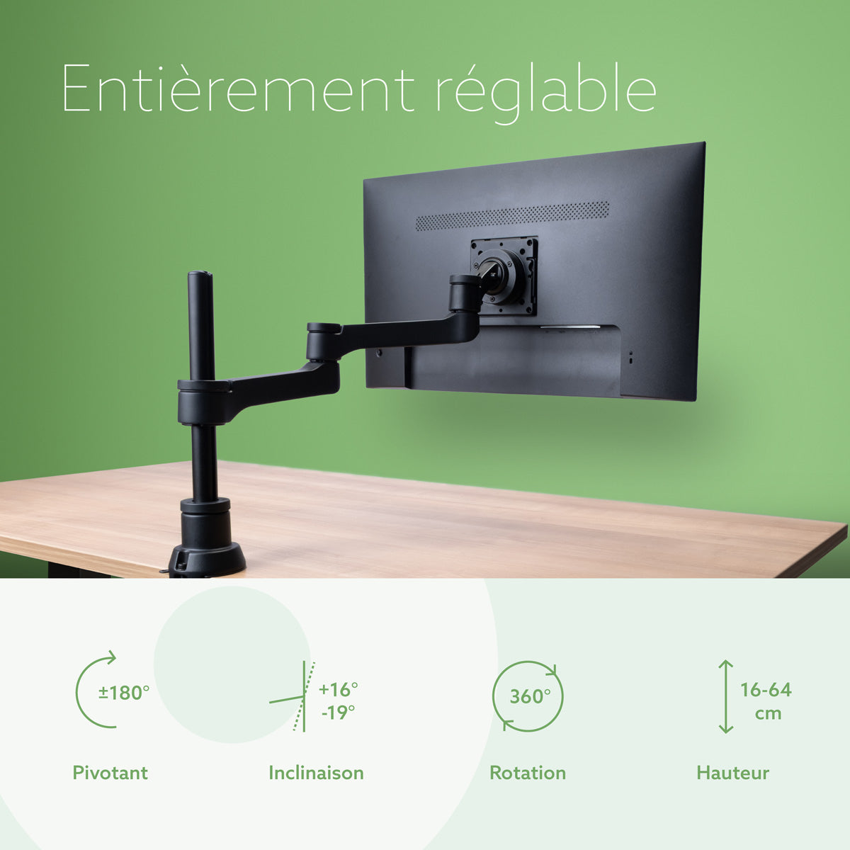 R-GO TOOLS Bras d écran Zepher, 1 écran, 100% circulaire