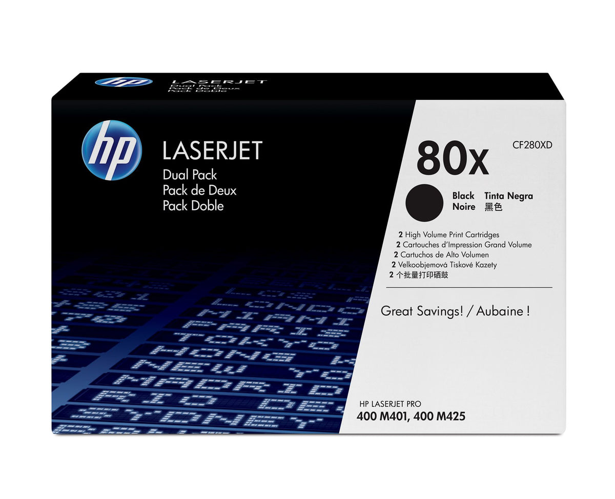 HP 80XD original Toner cartridge CF280XD black high capacity 2 x 6.900 pages 2-pack