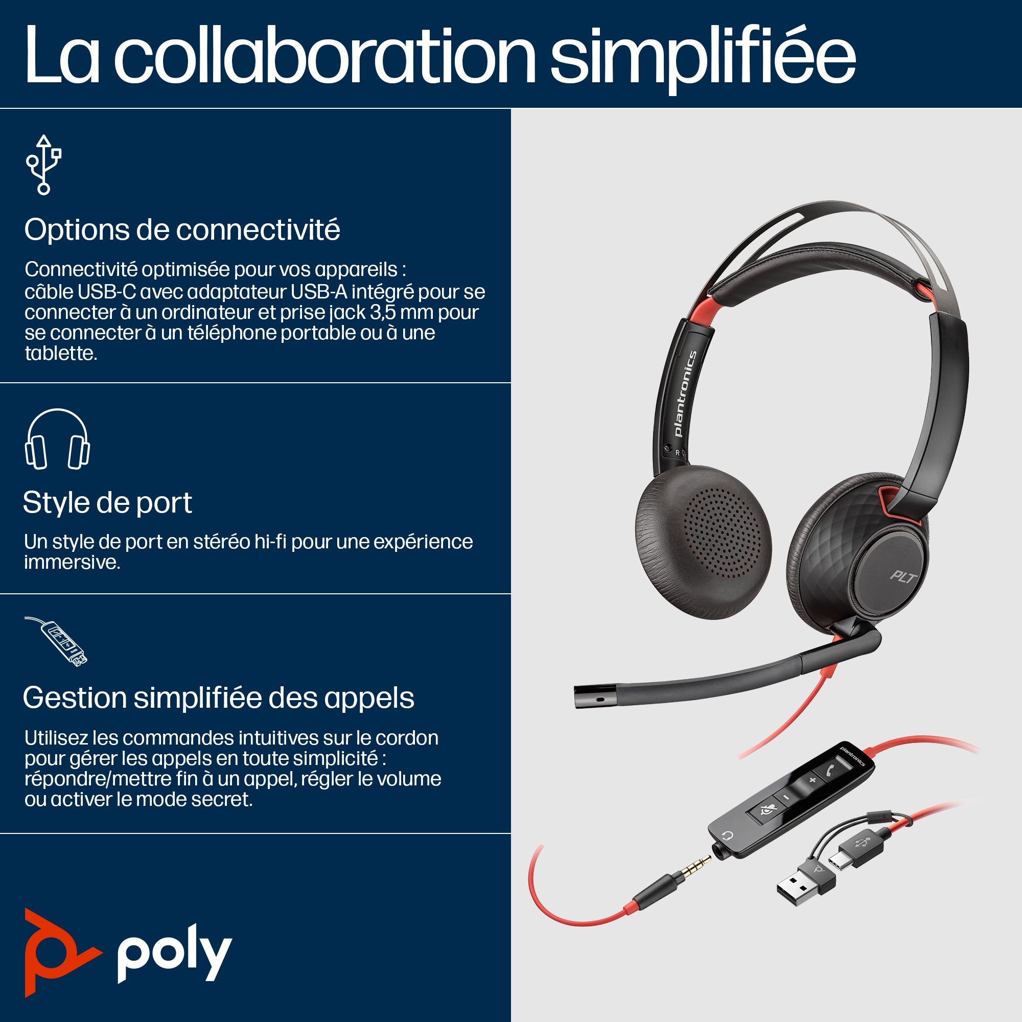 Poly BW 5220 USB-C HS+3.5mmP+USB-C/A