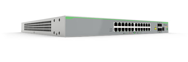 ALLIED 24x 10/100T POE+ ports and 4x 100/1000X SFP 2 for Stacking Fixed dual AC power supply EU Power Cord