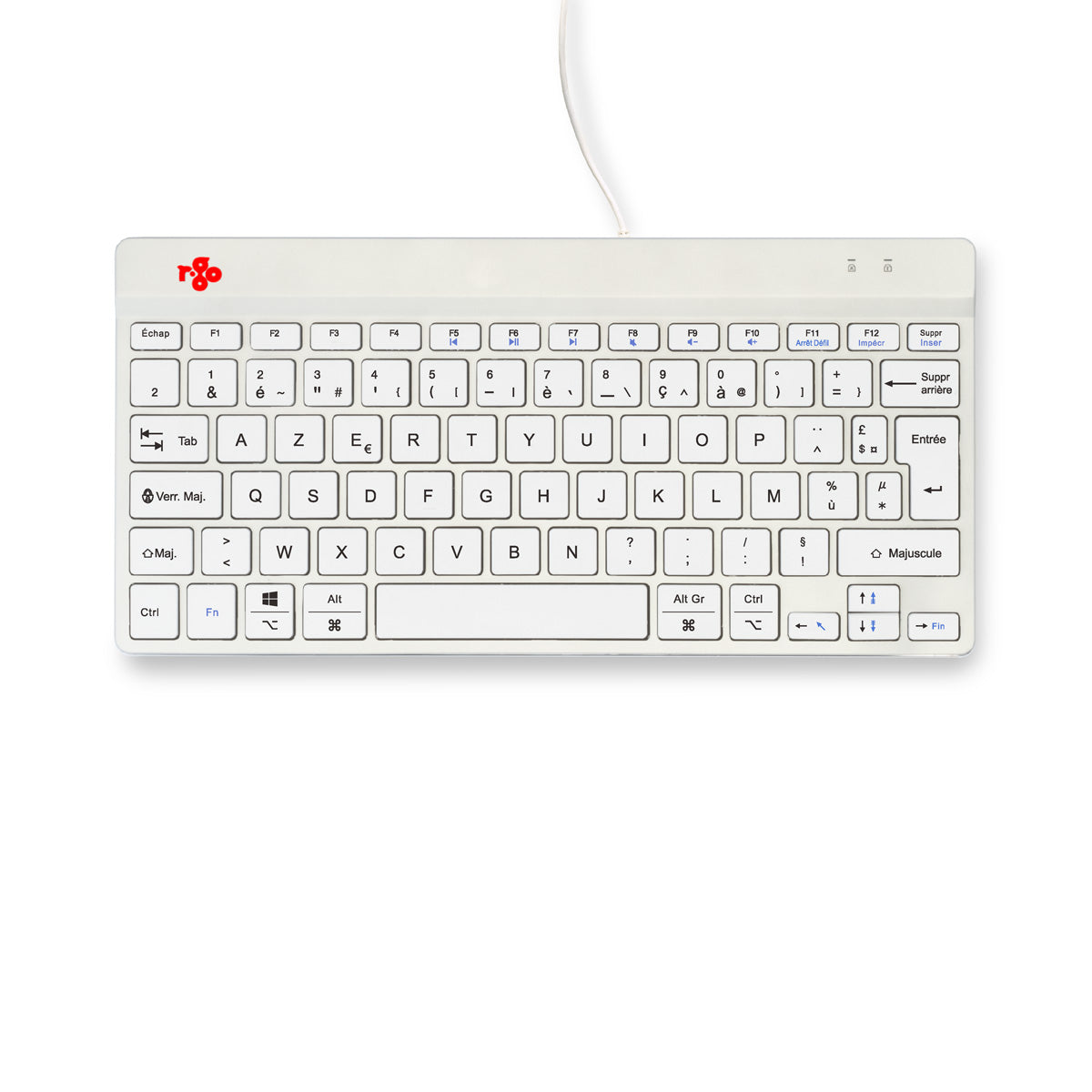 R-GO TOOLS Clavier ergo Compact Break, filaire blanc/argent