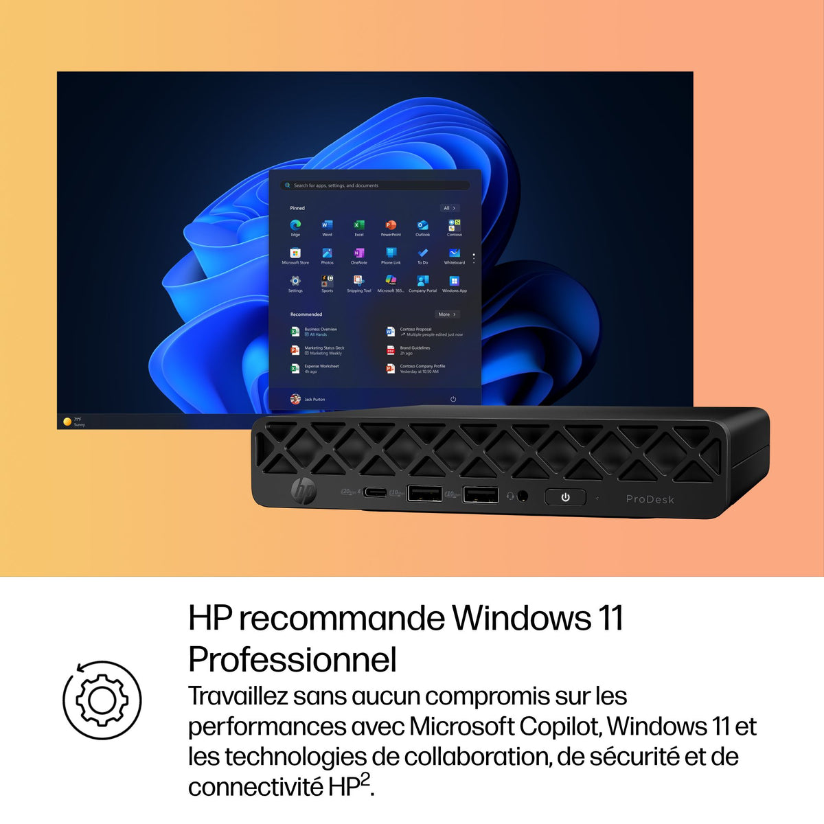 HP Pro Mini 400 G1i Intel Core Ultra 5 225T 8Go 256Go SSD UMA W11P 3/3/3 Smartbuy