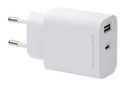 EU Wall Charger USB-C 25W+USB-A 18W WHT