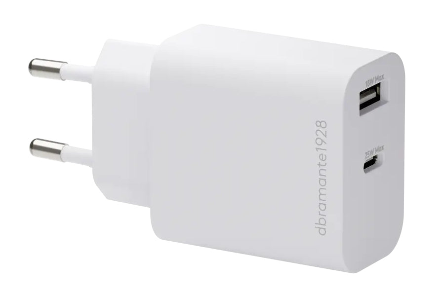 EU Wall Charger USB-C 25W+USB-A 18W WHT