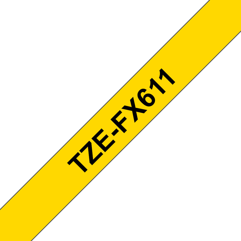 BROTHER P-TOUCH TZE-FX611 noir sur jaune  6 mm
