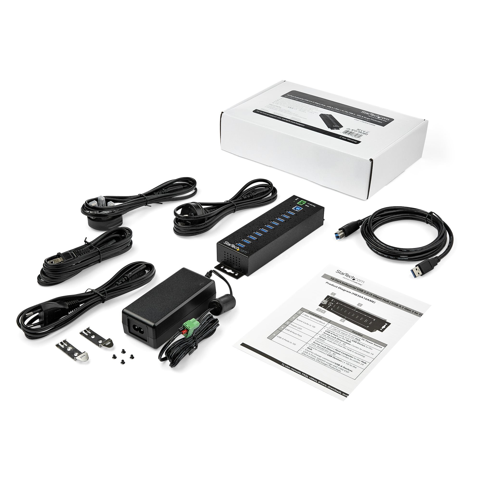 Hub USB 3.0 a 10 porte industriali USB