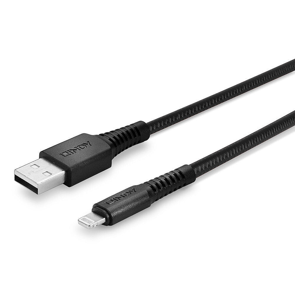 LINDY 3m Reinforced USB Type A to Lightning Charging Cable