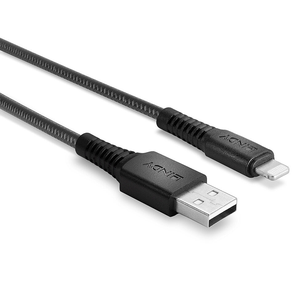 LINDY 3m Reinforced USB Type A to Lightning Charging Cable