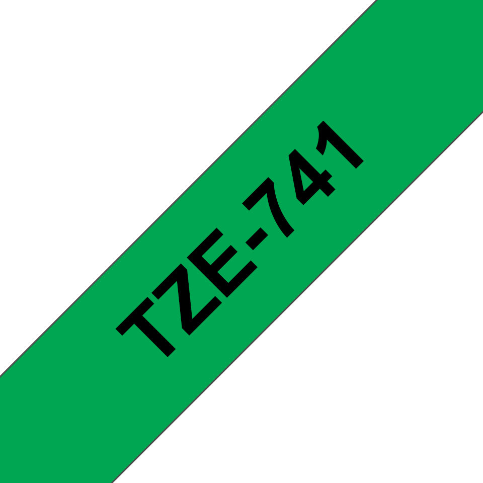 BROTHER P-TOUCH TZE-741 noir sur vert 18mm