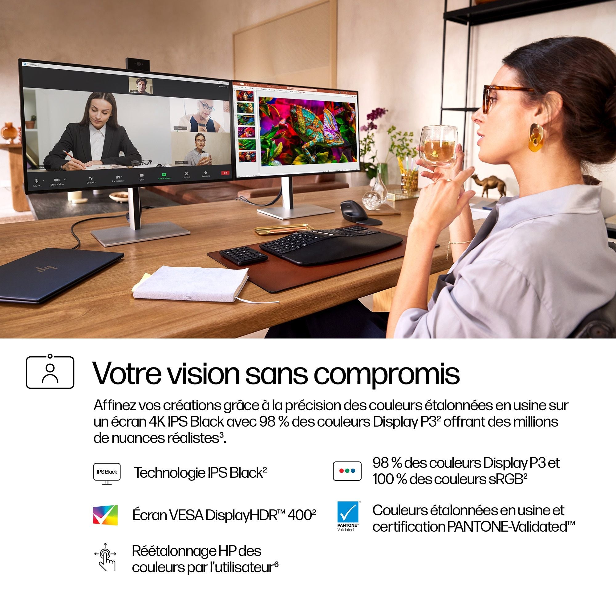 HP Écran pour conférence 4K Series 7 Pro 727pm avec webcam IA 5 Mpx HDR 27p 4K UHD 3840x2160 HDMI DisplayPort Thunder 3/3/0