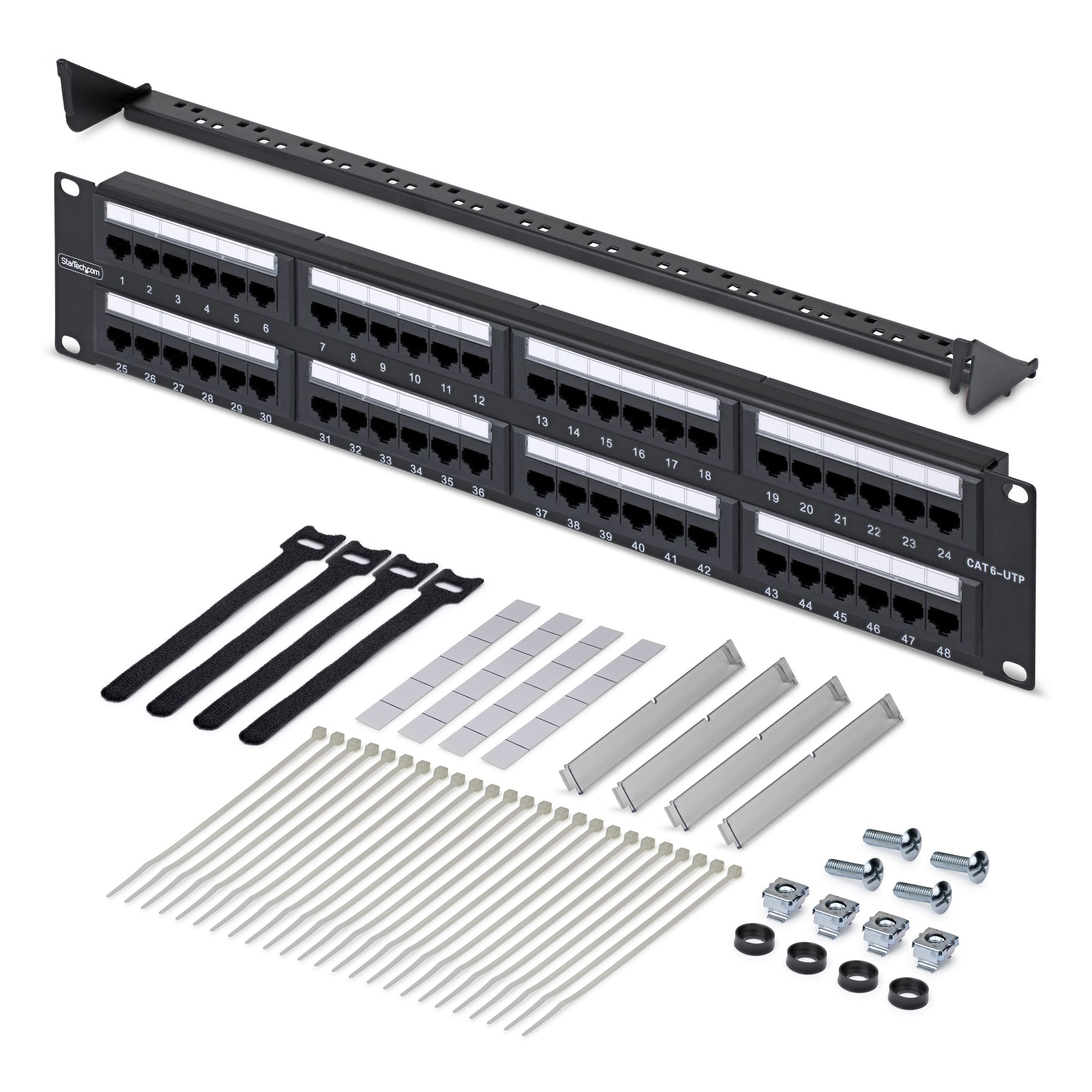 48-Port 2U Rackmount Cat6 Patch Panel
