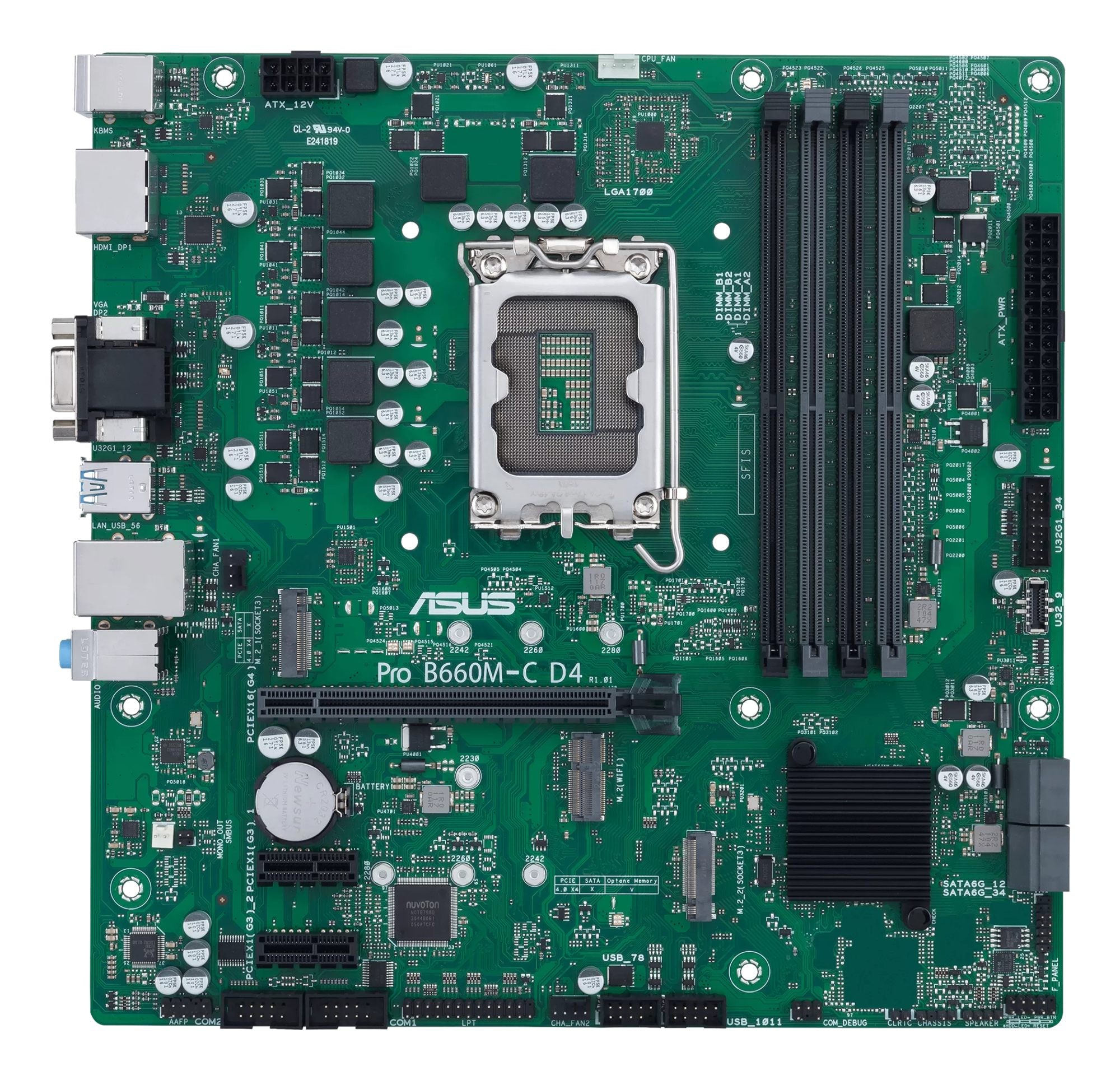 ASUS PRO B660M-C D4-CSM LGA1700 4xDIMM DDR4 TPM 4xSATA 2xM.2 1xHDMI 1xVGA 2xDP MB