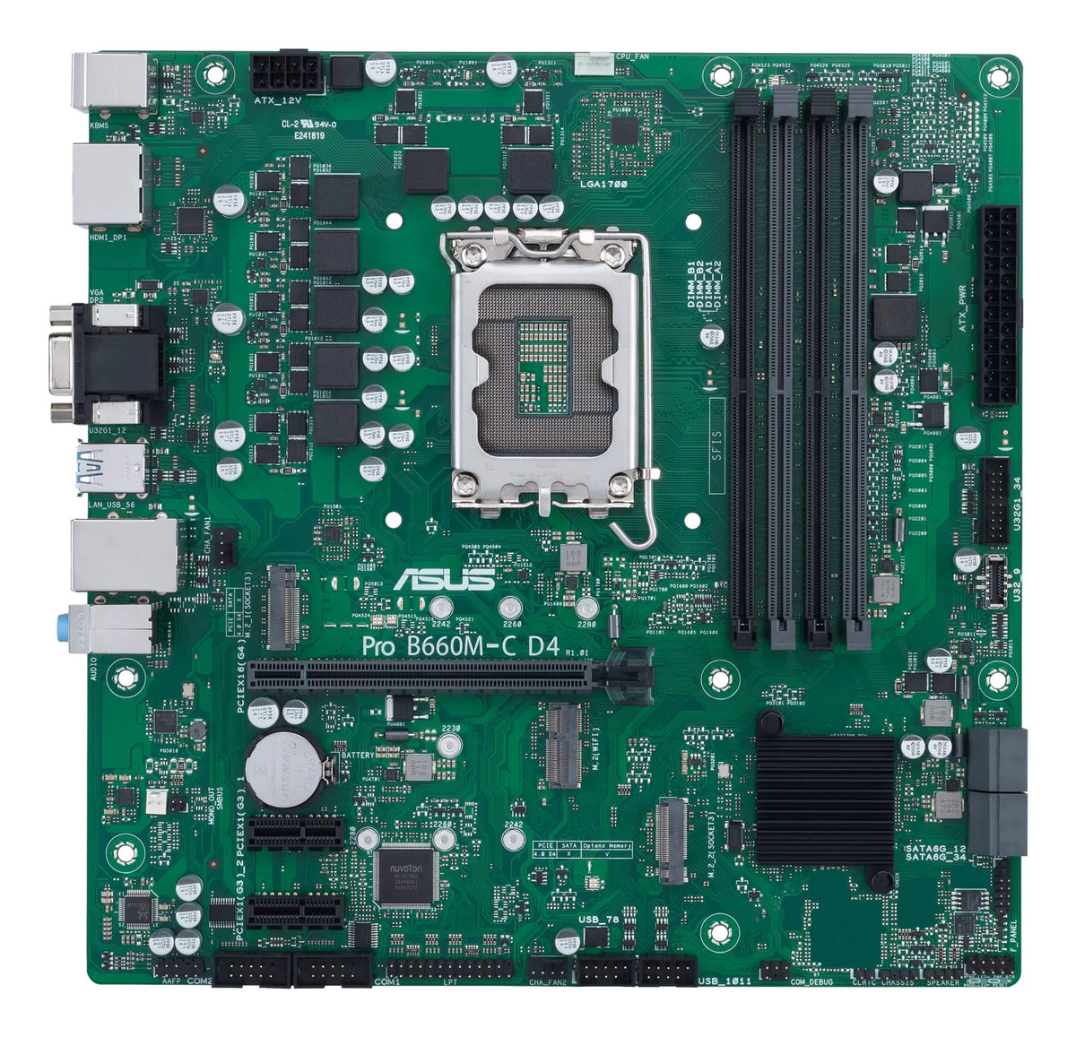 ASUS PRO B660M-C D4-CSM LGA1700 4xDIMM DDR4 TPM 4xSATA 2xM.2 1xHDMI 1xVGA 2xDP MB