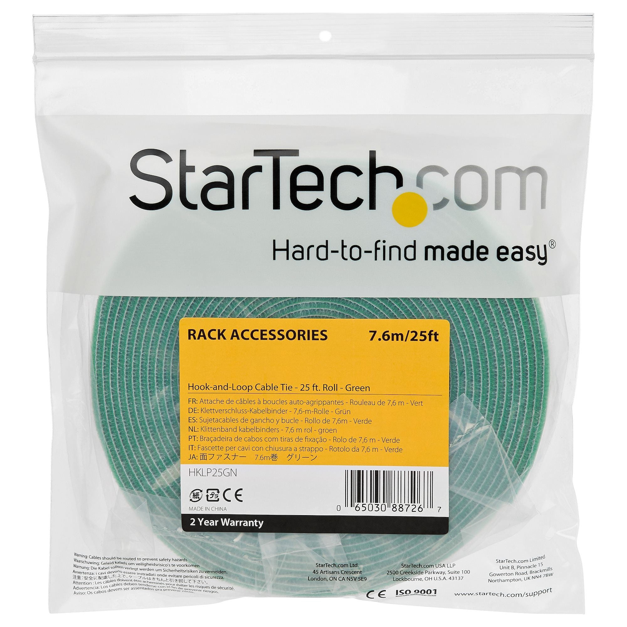 Cable - Hook and Loop - 25ft. - Green