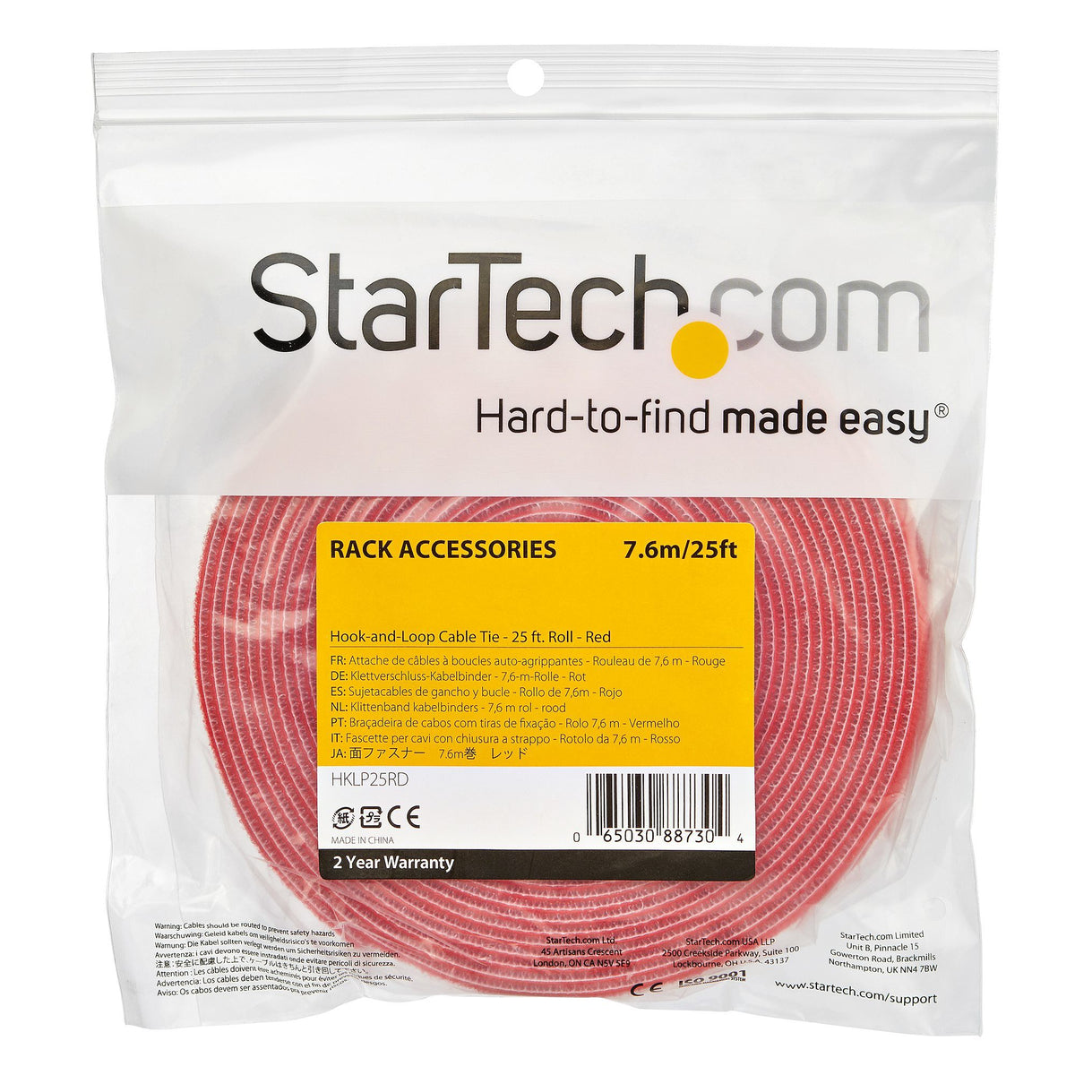 Cable - Hook and Loop - 25ft. - Red