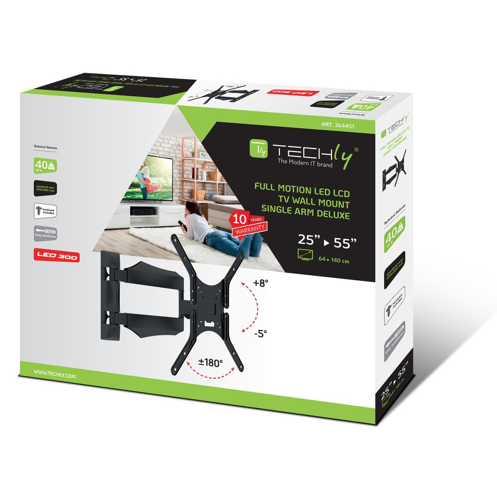 "Techly ICA-PLB 271M Support mural pour TV 25-52"" LED/LCD 40kg pivotant inclinable"