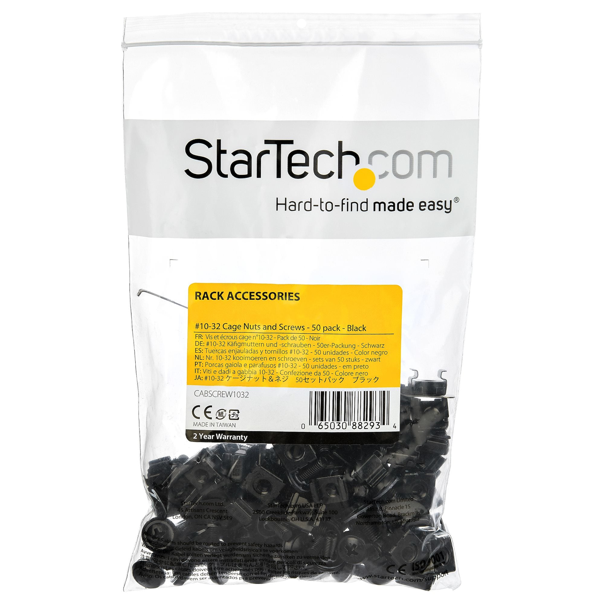 50pc 10-32 Server Rack Cage Nuts/Screws