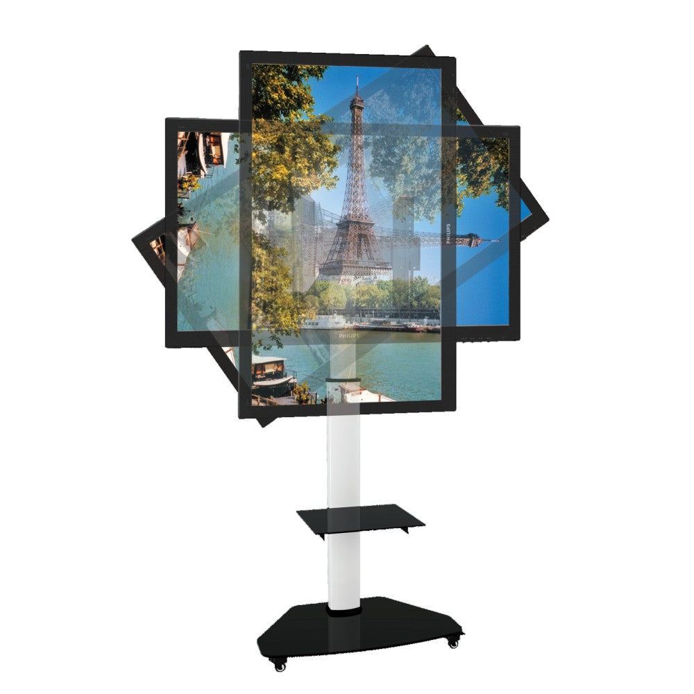 "Techly ICA-TR3WH Support TV mobile 37-70"" jusqu'a 40kg réglable 2 étageres"