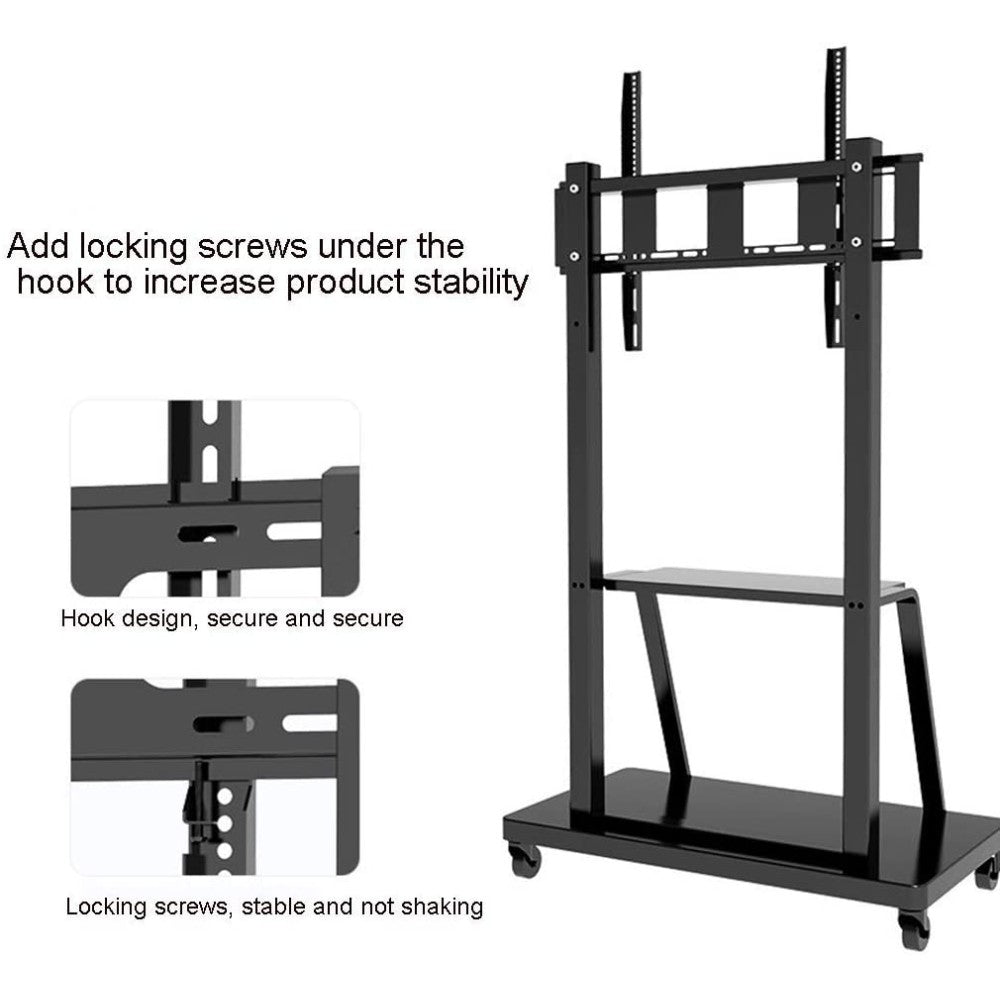 "Techly ICA-TR30 Support TV mobile 55-100"" jusqu'a 150kg réglable 2 étageres"