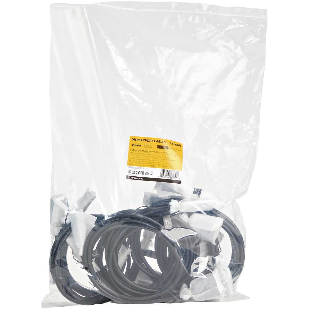 10-Pk 6ft DisplayPort to DVI Cable 1080p