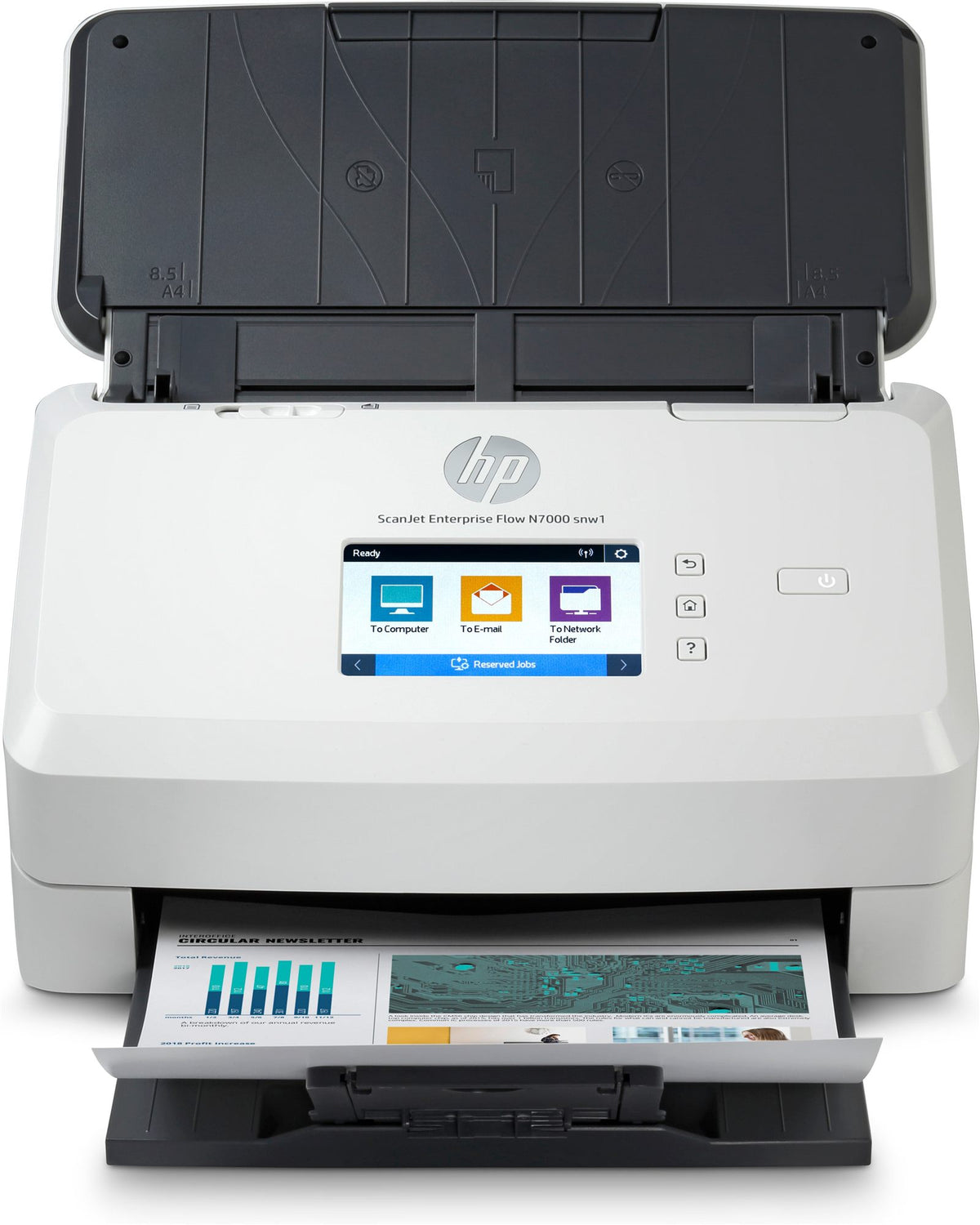 HP ScanJet Enterprise Flow N700 de document scanner CMOS CIS Duplex 216x3100mm 600x600dpi 75ppm ADF 80sheets 7500scans LAN Wi-Fi
