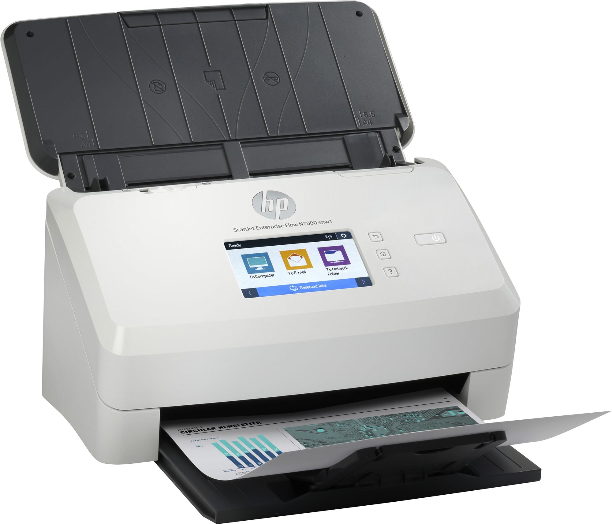 HP ScanJet Enterprise Flow N700 de document scanner CMOS CIS Duplex 216x3100mm 600x600dpi 75ppm ADF 80sheets 7500scans LAN Wi-Fi