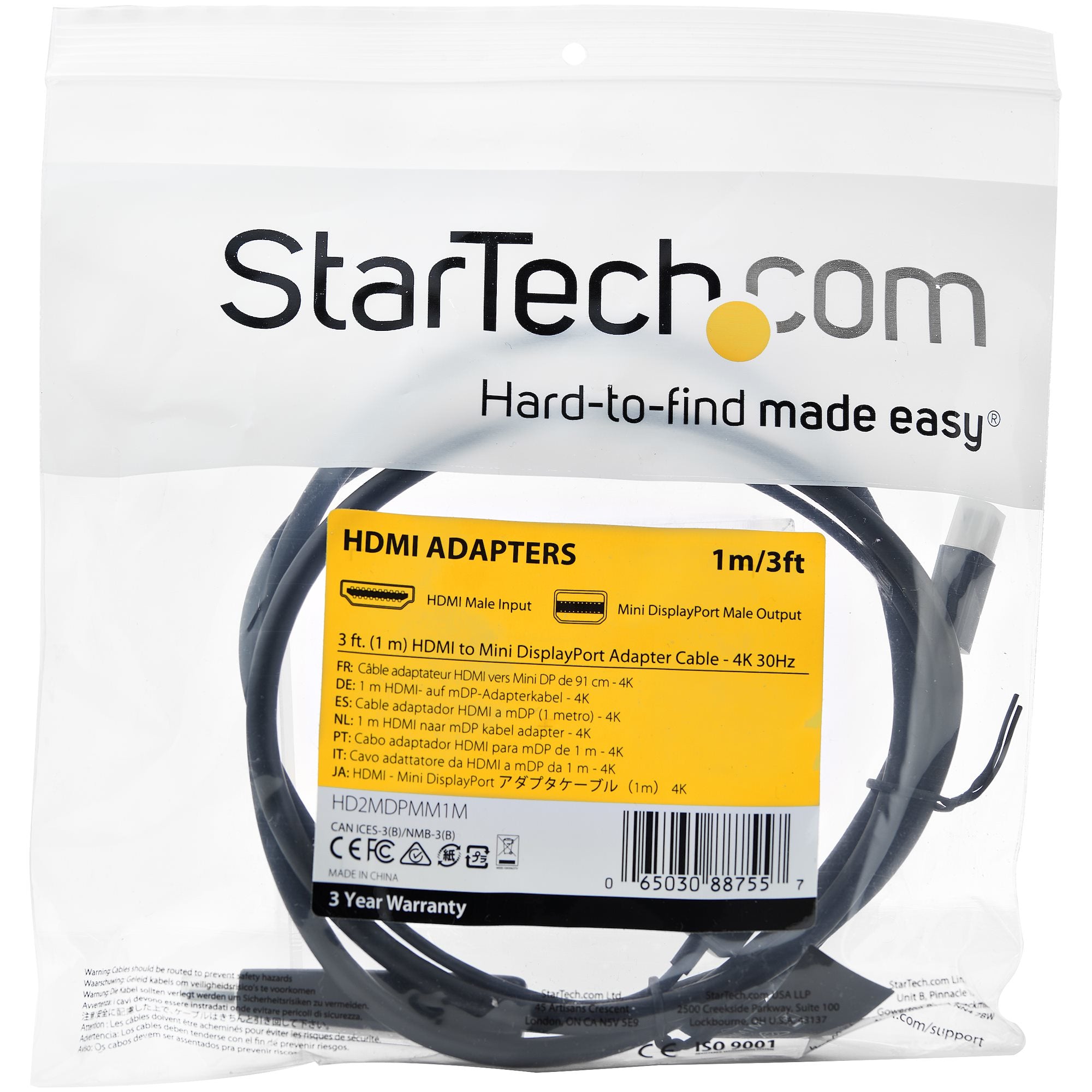 Cable - HDMI to Mini DisplayPort - 3.3ft