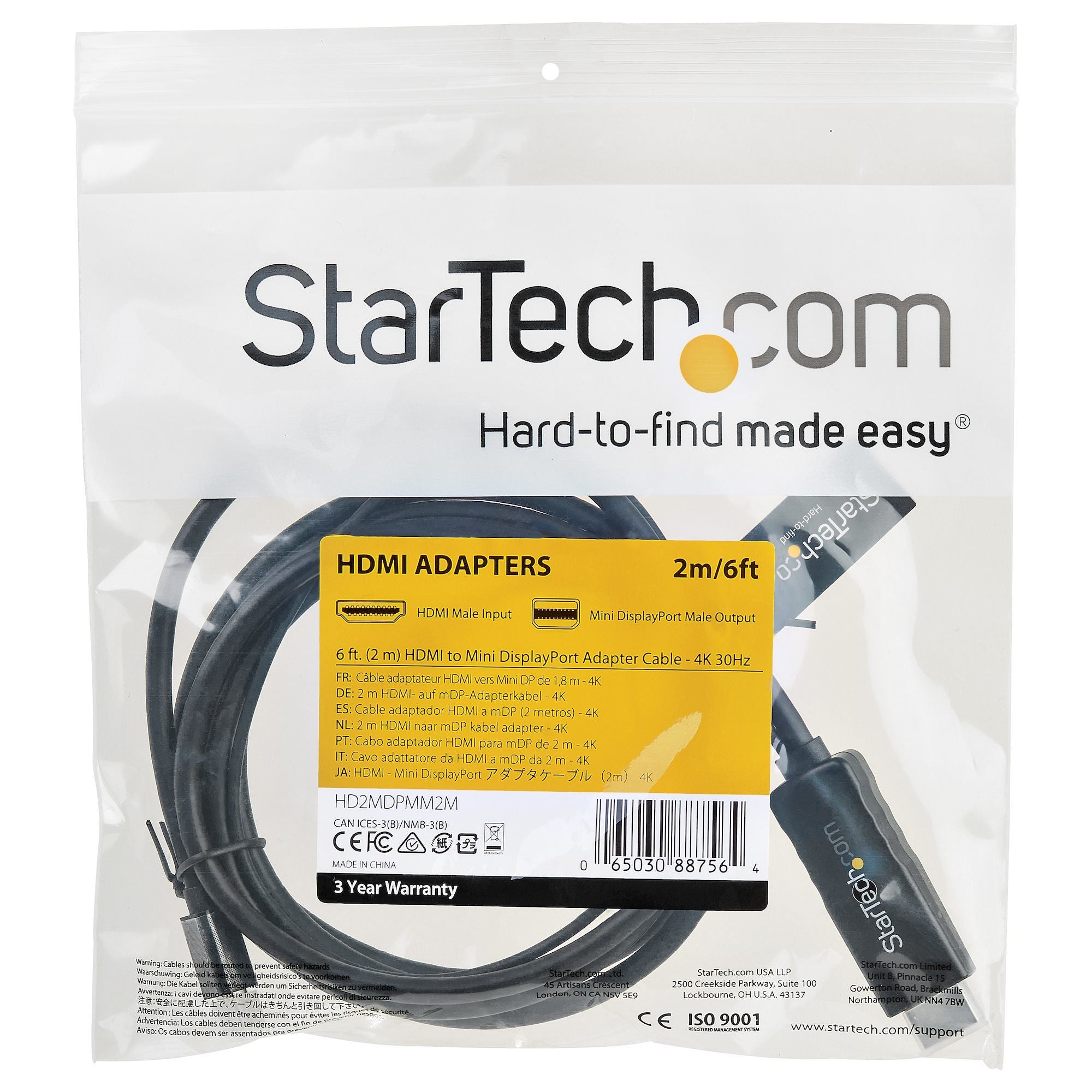 Cable - HDMI to Mini DisplayPort - 6.6ft