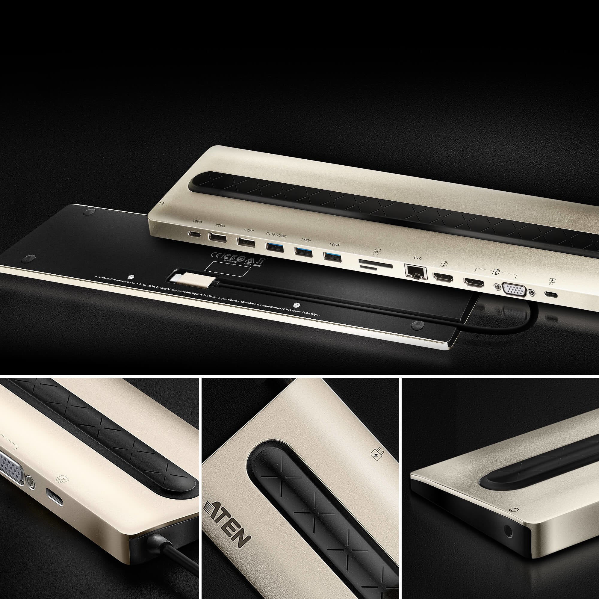 ATEN UH3237 Station multiports USB-C 13 en 1 Double affichage