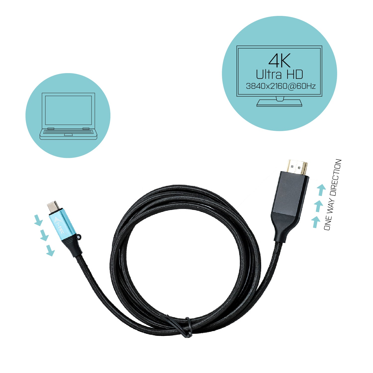 I-TEC USB C HDMI Cable Adapter 4K 60Hz 150cm compatible with Thunderbolt 3