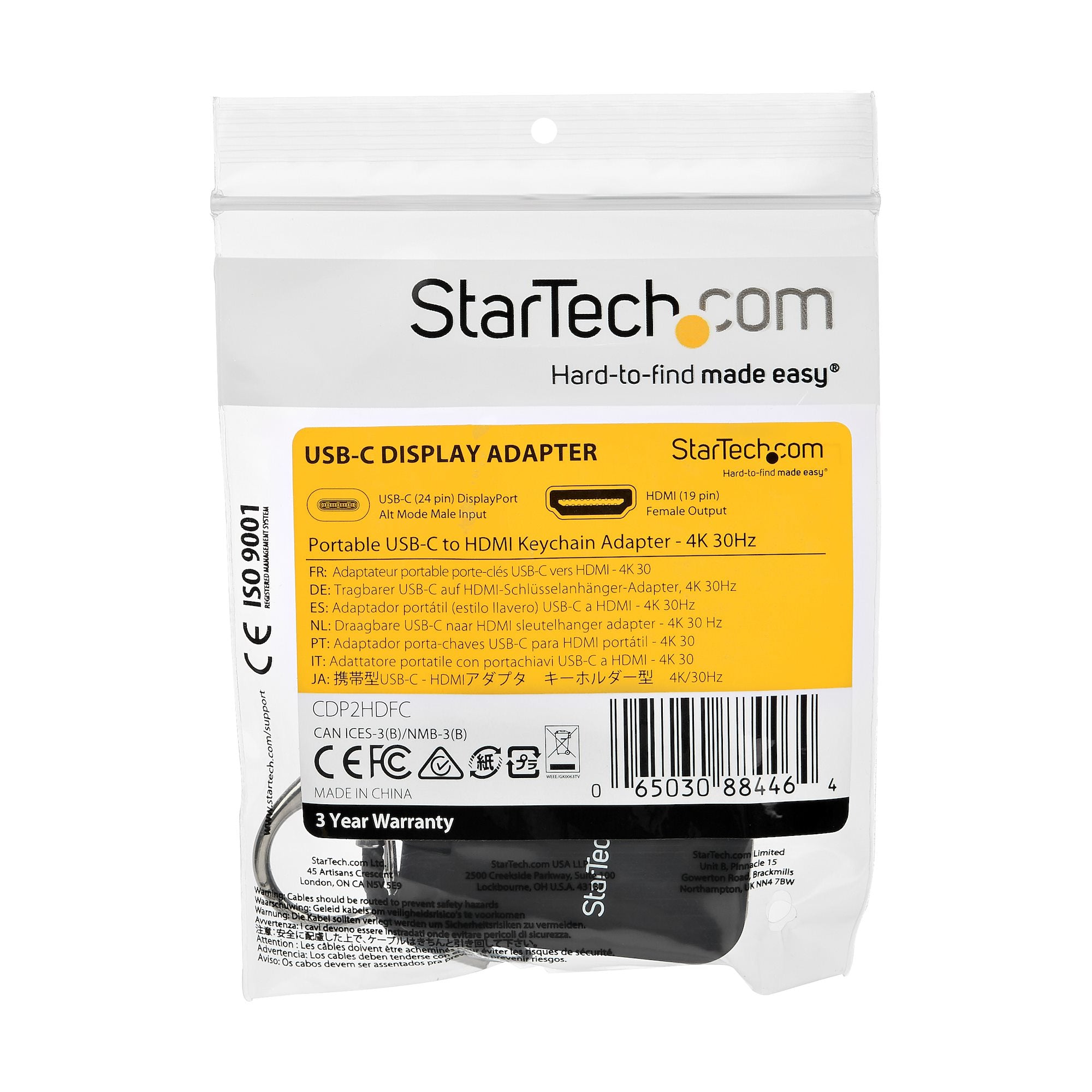 Keychain Adapter - USB C to HDMI - 4K 30