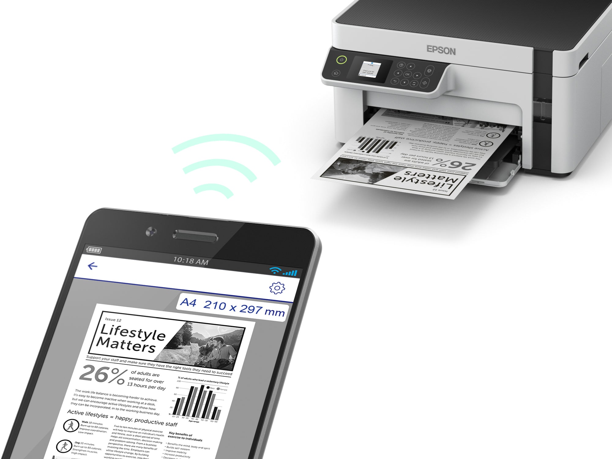 EPSON EcoTank ET-M2120 MFP Mono B/W ink-jet A4 15ppm print 150 sheets USB Wi-Fi white