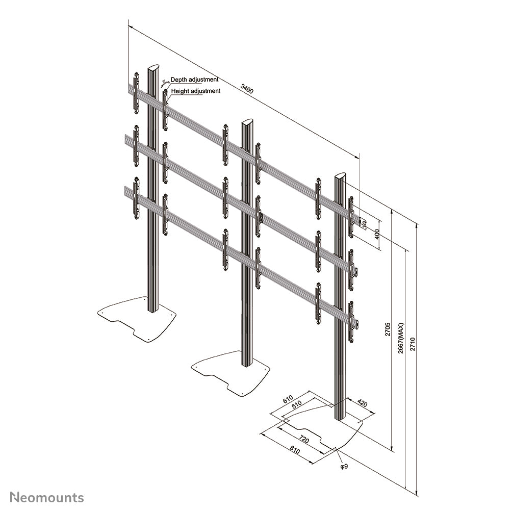 Neomounts Pro Flat Screen Stand - 3x3