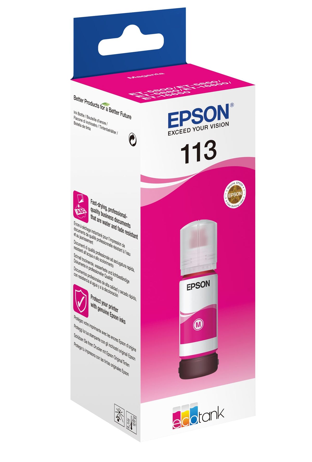 EPSON 2LB 113 EcoTank Pigment Magenta ink bottle