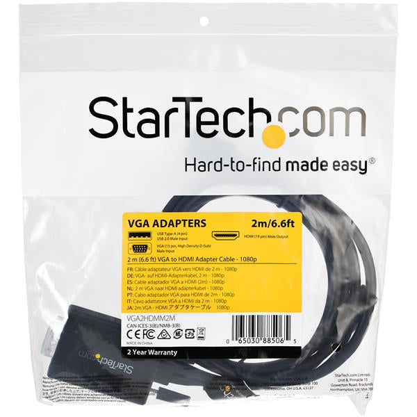 Adapter - VGA to HDMI - 2 m 6.6 ft.