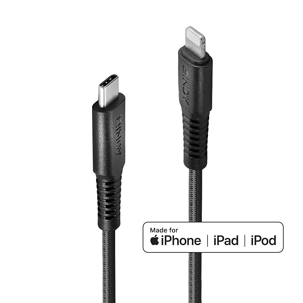 LINDY 1m reinforced USB Type C to Lightning charging Cable