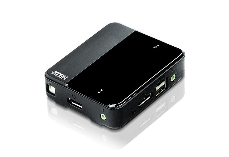 Commutateur KVM DisplayPort/audio USB 2 ports (4K pris en charge et câbles inclus) - 4096 x 2160 pixels - 4K Ultra HD - 2,18 W - Noir