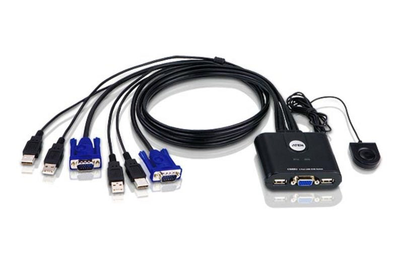 ATEN CS22U-AT commutateur écran, clavier et souris Noir