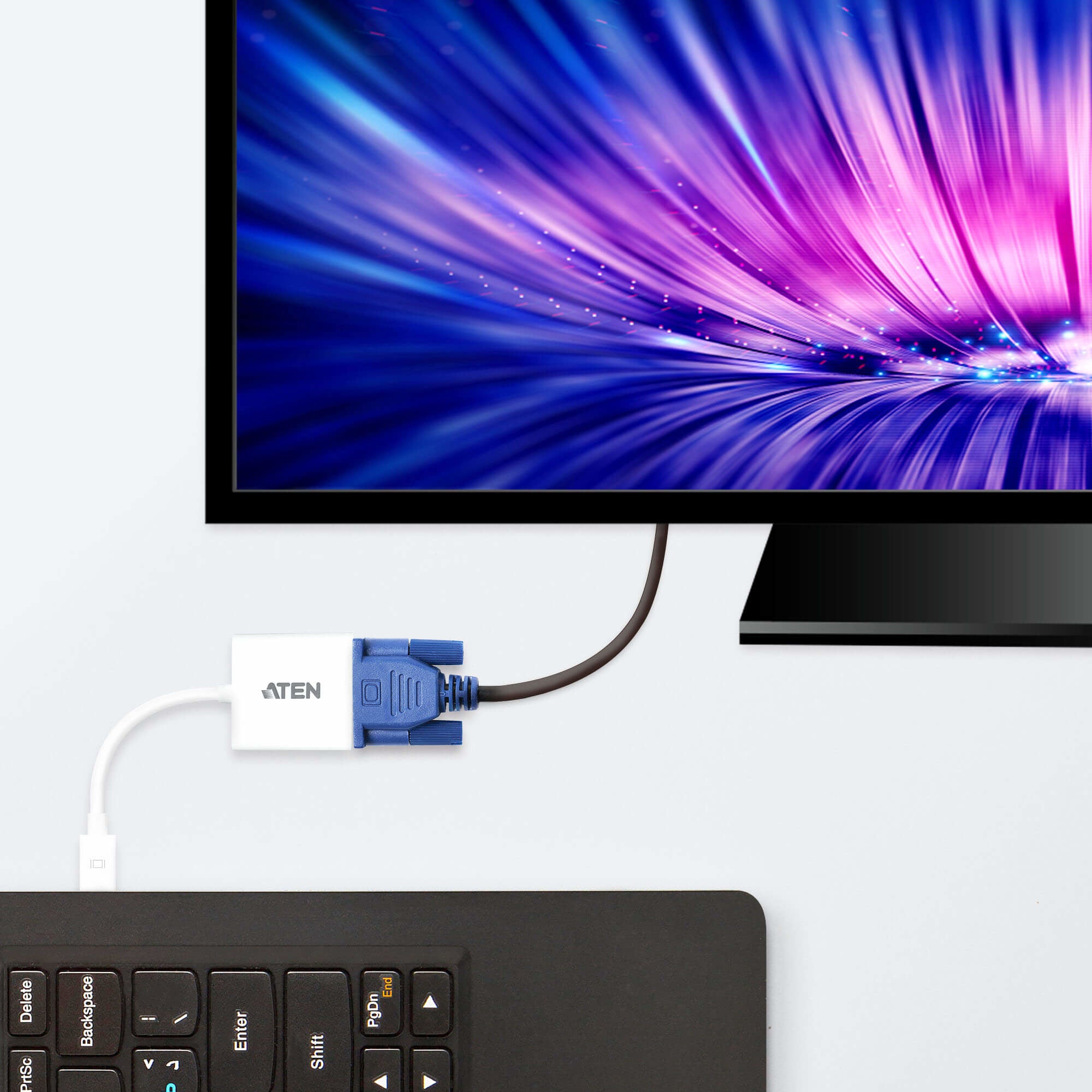 ATEN VC920-AT câble vidéo et adaptateur Mini DisplayPort VGA (D-Sub) Blanc