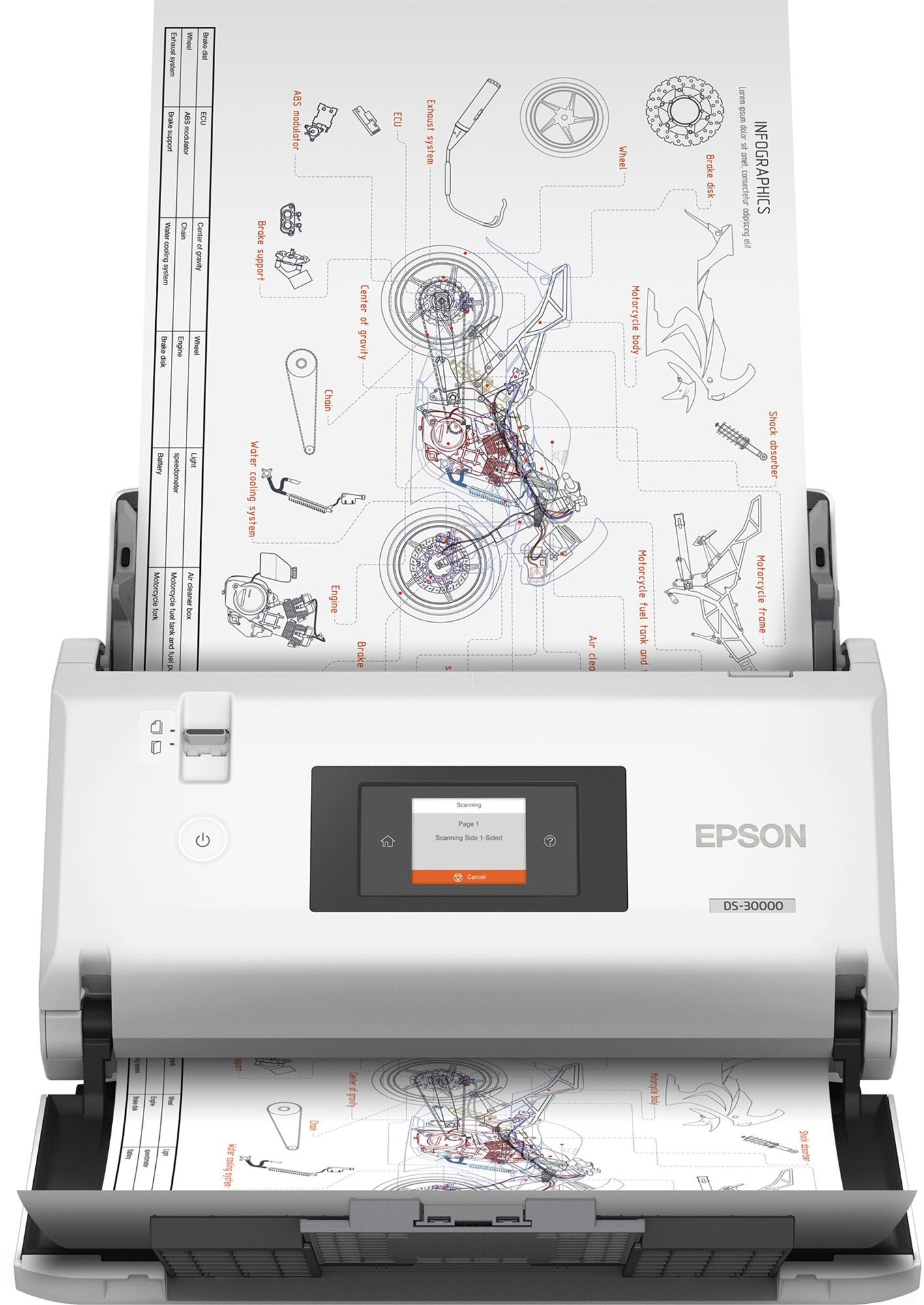 EPSON WorkForce DS-30000 Document scanner Contact Image Sensor CIS Duplex A3 600x600dpi 70ppm ADF 120sheets 30000scans/d USB 3.0
