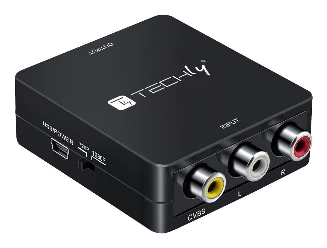 Techly IDATA SPDIF-6E3 Convertisseur AV Composite Vidéo et Audio 3x RCA vers HDMI 1080p