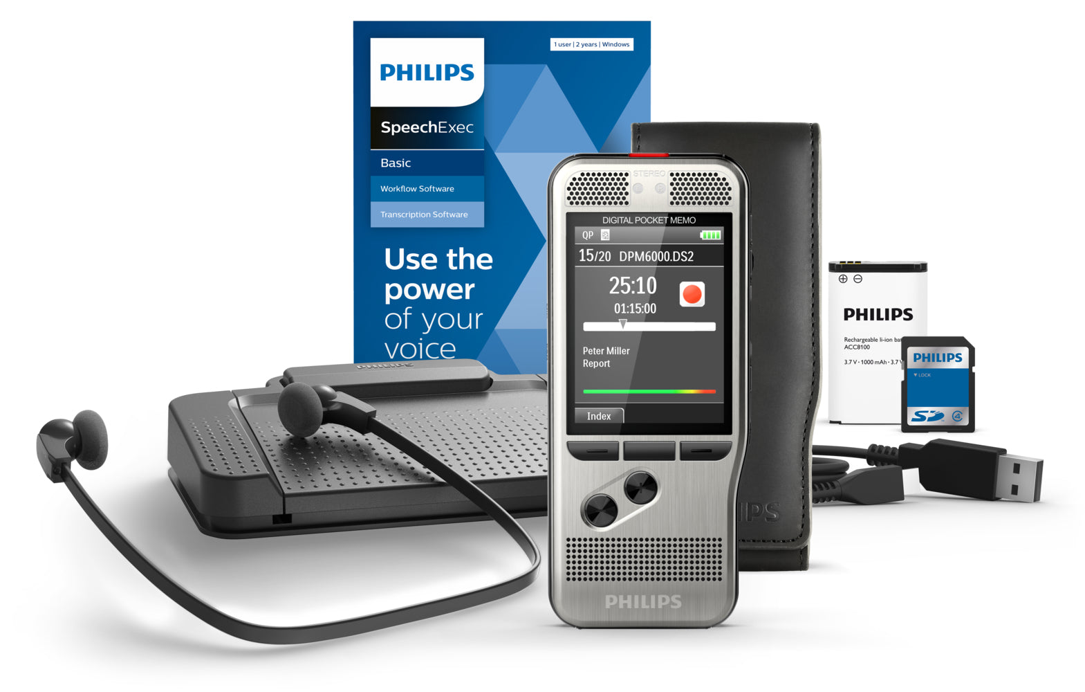 PHILIPS kit DPM6700 + Pocket-Mémo 6000 et le kit de transcription LFH7177
