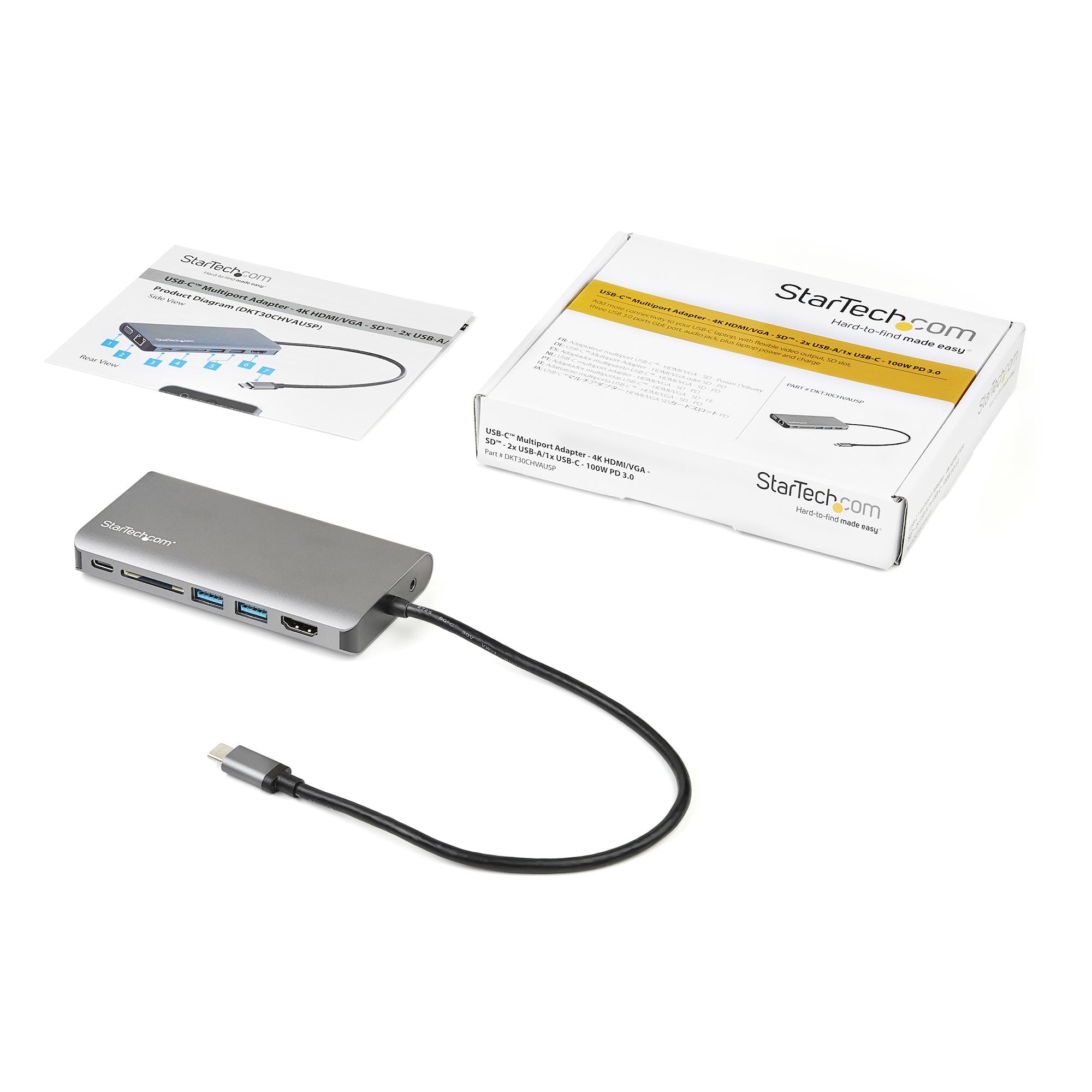 USB-C Multiport Adapter HDMI/VGA 100W PD